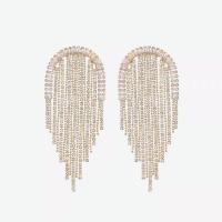 Messing Tassel Earring, forgyldt, for kvinde & med rhinestone, flere farver til valg, nikkel, bly & cadmium fri, 41x101mm, Solgt af par