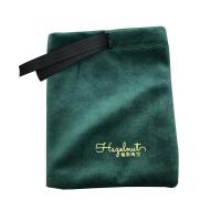 velours de coton Sac drawstring, normes différentes pour le choix & avec une décoration de noeud à boucles, vert, Vendu par PC