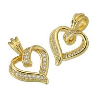 Cubic Zirconia Micro Pave Brass Pendant Heart gold color plated micro pave cubic zirconia & hollow Approx 4mm Sold By PC