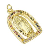 Cubic Zirconia Micro Pave Brass Pendant gold color plated micro pave cubic zirconia & hollow Approx 2mm Sold By PC