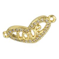 Cubic Zirconia Micro Pave Brass Connector Heart gold color plated micro pave cubic zirconia & hollow Approx 1mm Sold By PC