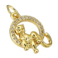 Cubic Zirconia Micro Pave Brass Pendant gold color plated micro pave cubic zirconia & hollow Approx 3mm Sold By PC