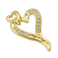 Cubic Zirconia Micro Pave Brass Pendant Heart gold color plated micro pave cubic zirconia & hollow Sold By PC