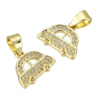 Cubic Zirconia Micro Pave Brass Pendant gold color plated micro pave cubic zirconia & hollow Approx 3mm Sold By PC