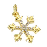 Kubik Zirkonium mikro bana Mässing hängande, Snowflake, guldfärg pläterade, micro bana cubic zirconia, 13x17x2mm, Hål:Ca 2mm, Säljs av PC