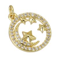 Cubic Zirconia Micro Pave Brass Pendant gold color plated micro pave cubic zirconia & hollow Approx 2mm Sold By PC