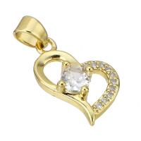 Cubic Zirconia Micro Pave Brass Pendant Heart gold color plated micro pave cubic zirconia & hollow Approx 3mm Sold By PC