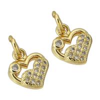 Cubic Zirconia Micro Pave Brass Pendant Heart gold color plated micro pave cubic zirconia & hollow Approx 2mm Sold By PC