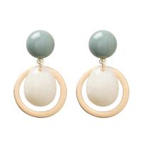 Hars Earring, Zinc Alloy, met Hars, mode sieraden & voor vrouw, groen, 40x25mm, Verkocht door pair