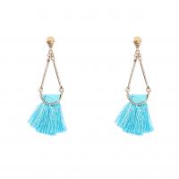 Fashion Fringe Boucles d'oreilles, alliage de zinc, avec Fils de polyester & résine, bijoux de mode & pour femme, plus de couleurs à choisir, 97x45mm, Vendu par paire