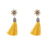 Fashion Fringe Oorbellen, Zinc Alloy, met Polyester garens & acryl Strass, mode sieraden & voor vrouw, meer kleuren voor de keuze, 89x56mm, Verkocht door pair