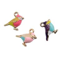 Akryl Vedhæng, Zinc Alloy, Bird, guldfarve belagt, du kan DIY & emalje, flere farver til valg, 14x17mm, 10pc'er/Bag, Solgt af Bag