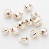 Freshwater Pearl Vedhæng, Ferskvandsperle, med Messing, guldfarve belagt, du kan DIY, hvid, 12x12mm, Solgt af PC