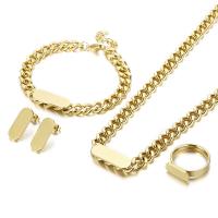 Titantium acciaio set di gioielli fashion, Orecchino a bottone & anello dito & Bracciale & Collana, with 1.97Inch extender chain, placcato, per la donna, nessuno, 20x8mm,15x6mm, Misura:8, Lunghezza Appross. 7.48 pollice, Appross. 16.73 pollice, Venduto da set