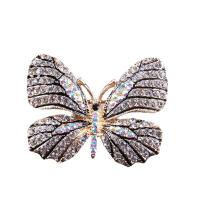 Strass Broche, Zinc Alloy, Vlinder, Plating champagne goud, voor vrouw & gefacetteerde & met strass, nikkel, lood en cadmium vrij, 36x46mm, Verkocht door PC