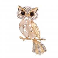 Cats Eye broche, Zinc Alloy, med Cats Eye, Owl, guldfarve belagt, Unisex & facetteret & med rhinestone, nikkel, bly & cadmium fri, 35x70mm, Solgt af PC