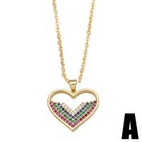 Cubic Zircon Micro Pave Brass Necklace with 1.97 extender chain Heart gold color plated & micro pave cubic zirconia golden nickel lead & cadmium free Length 17.72 Inch Sold By PC