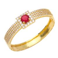 Messing Bangle, gold plated, mode sieraden & micro pave zirconia, meer kleuren voor de keuze, nikkel, lood en cadmium vrij, 70x16mm, Verkocht door PC