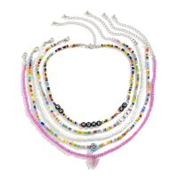 Mode Multi laag ketting, Seedbead, met Polymer Clay & Acryl, met 2.7 inch extender keten, 5 stuks & voor vrouw, multi-gekleurde, 30cm,35cm,41cm, Verkocht door Stel