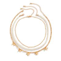 Collier de mode Multi couche, alliage de zinc, avec perle de plastique, avec 2.7 inch chaînes de rallonge, 3 pièces & pour femme, plus de couleurs à choisir, 35cm,40cm, Vendu par fixé