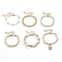 Zinklegierung Armband-Set, mit Verlängerungskettchen von 1.96 inch, goldfarben plattiert, 6 Stück & für Frau & mit Strass, Länge ca. 6.2 ZollInch, verkauft von setzen