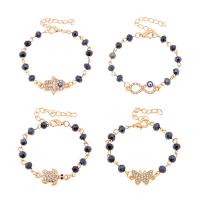 Zinklegering armbandkettingen, Zinc Alloy, met Plastic, met 1.96 inch extender keten, gold plated, boze oog patroon & verschillende stijlen voor de keuze & voor vrouw & met strass, meer kleuren voor de keuze, Lengte Ca 5.9 inch, Verkocht door PC