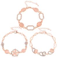 Chats Bracelets oeil, alliage de zinc, avec Oeil de chat, avec 1.96 inch chaînes de rallonge, Placage de couleur d'or, styles différents pour le choix & pour femme & avec strass, Longueur Environ 5.9 pouce, Vendu par PC