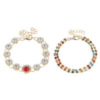 Bracciale strass, lega in zinco, with 1.96 inch extender chain, placcato color oro, stili diversi per la scelta & per la donna & con strass, Lunghezza Appross. 5.9 pollice, Venduto da PC