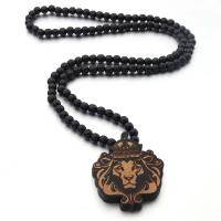 Hemu-Perles collier, lion, gravé, unisexe, protéger l'environnement, sans nickel, plomb et cadmium, 8.8*mm,5.8*7.2cm, Longueur Environ 35.43 pouce, Vendu par PC