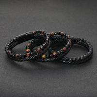 Pulsera de cuero, Piedras preciosas, con Partículas de acero & Cuero de PU, longitud diferente para la opción & diferentes materiales para la opción & unisexo, Vendido por UD