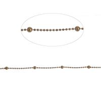 Catena a palline in ottone, Ball chain, dorato, 7x2mm, Lunghezza 1 m, Venduto da m