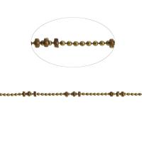 Catena a palline in ottone, Ball chain, dorato, 2x2mm, Lunghezza 1 m, Venduto da m