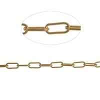 Brass Ovalni Chain, Mesing, pravokutnik lanac, zlatan, 16x7x2mm, Dužina 1 m, Prodano By m