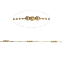 Catena a palline in ottone, Ball chain, dorato, 3x3mm, Lunghezza 1 m, Venduto da m