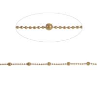 Catena a palline in ottone, Ball chain, dorato, 3x3mm, Lunghezza 1 m, Venduto da m