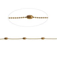 Catena a palline in ottone, Ball chain, dorato, 3x3x3mm, Lunghezza 1 m, Venduto da m