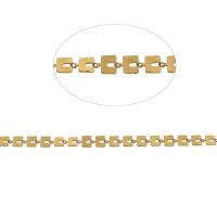 Decoratieve messing schakelkettingen, bar keten, gouden, 6x6mm, Lengte 1 m, Verkocht door m