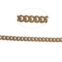 Mässing Curb Chain, pansarkedja, gyllene, 11x9x4mm, Längd 1 m, Säljs av m