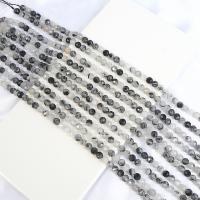 Black Rutilated Quartz Kraal, Ronde, gepolijst, DIY & verschillende grootte voor keus & gefacetteerde, gemengde kleuren, Per verkocht Ca 15 inch Strand