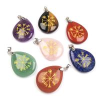 Gemstone Pendants Jewelry Natural Stone Teardrop & Unisex nickel lead & cadmium free Sold By PC