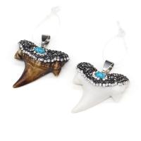 Acrylic Pendants with Blue Turquoise & Rhinestone Clay Pave imitation ox bone & Unisex Sold By PC