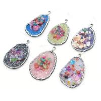 Gemstone Pendants Jewelry Resin with Rhinestone Clay Pave & Gemstone irregular Unisex 35x50- Sold By PC