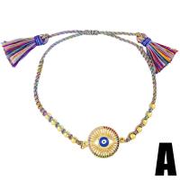 Bracelet Evil Eye bijoux, laiton, Placage de couleur d'or, styles différents pour le choix & pavé de micro zircon & émail, doré, protéger l'environnement, sans nickel, plomb et cadmium, 26x17mm, Longueur 9.06 pouce, Vendu par PC