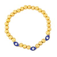 Bracelet Evil Eye bijoux, laiton, Placage de couleur d'or, bijoux de mode & émail, plus de couleurs à choisir, protéger l'environnement, sans nickel, plomb et cadmium, 10x6mm, Longueur 7.09 pouce, Vendu par PC