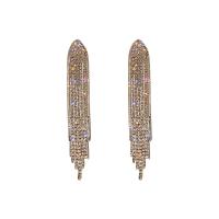 Fashion Fringe Earrings Zinc Alloy Tassel plated for woman & with rhinestone nickel lead & cadmium free Sold By Pair