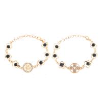 Bracciale in lega di zinco, lega in zinco, with plastica, with 1.96 inch extender chain, placcato color oro, stili diversi per la scelta & per la donna & con strass, Lunghezza Appross. 5.9 pollice, Venduto da PC