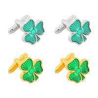 Manchetknopen, Zinc Alloy, Four Leaf Clover, plated, moffelen vernis & voor de mens, meer kleuren voor de keuze, 18x18mm, Verkocht door pair