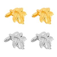 Boutons de manchette, alliage de zinc, feuille, Placage, pour homme, plus de couleurs à choisir, 16x20mm, Vendu par paire