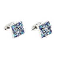 Boutons de manchette, alliage de zinc, bleuissement, pour homme & avec strass, 17x17mm, Vendu par paire