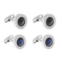 Boutons de manchette, alliage de zinc, Placage de couleur platine, pour homme & avec strass, plus de couleurs à choisir, 18x25mm, Vendu par paire